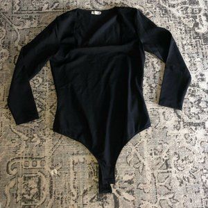 Free People 3/4 Sleeve Square Eyes Bodysuit Sz M